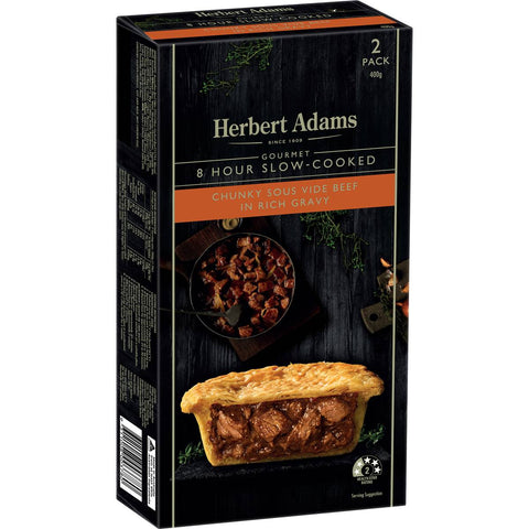 Herbert Adams Pies Chunky Slow Cooked Beef 2 Pack