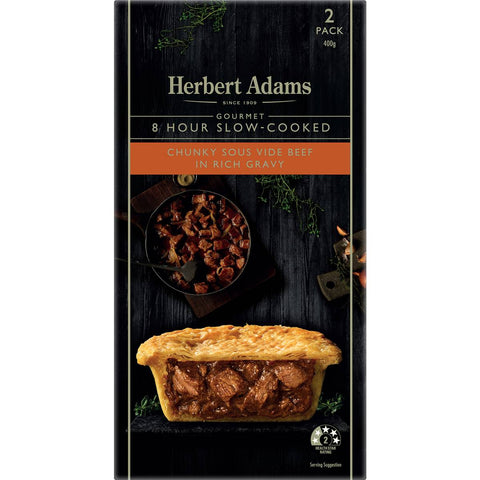 Herbert Adams Pies Chunky Slow Cooked Beef 2 Pack