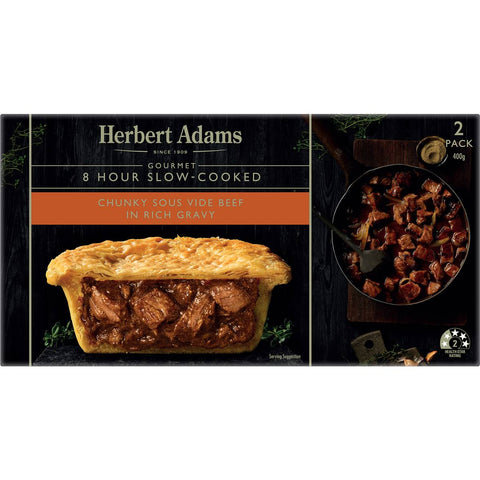 Herbert Adams Pies Chunky Slow Cooked Beef 2 Pack