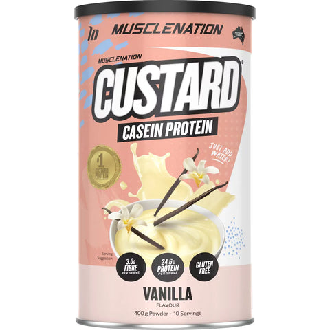 Muscle Nation Custard Casein Protein Powder Vanilla Flavour 400g