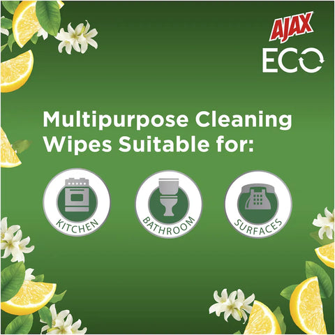 Ajax Eco Antibacterial Disinfectant Cleaning Wipes Lemon 110 Pack