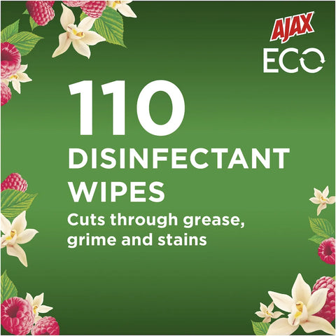 Ajax Eco Antibacterial Disinfectant Cleaning Wipes Vanilla 110 Pack