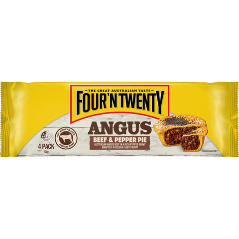 Four'n Twenty Angus Beef & Pepper Pies 4 Pack 700g