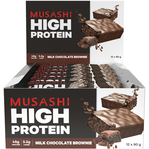 Musashi High Protein Bar Chocolate Brownie, Low Carb, 90g