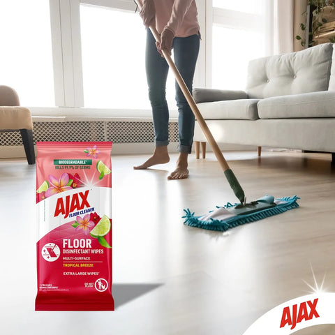 Ajax Floor Disinfectant Wipes Extra Large Tropical Breeze 25 Pack