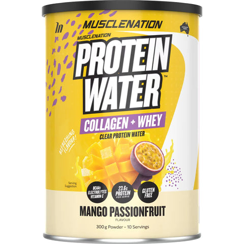 Muscle Nation Protein Water Powder Collagen & Whey Mango Passionfruit 300g