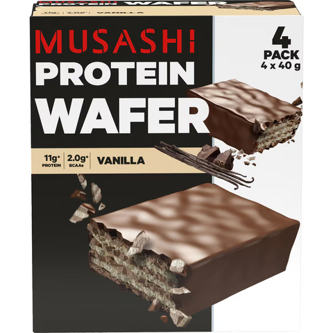 Musashi Protein Wafer Bars Vanilla 40g X 4 Pack