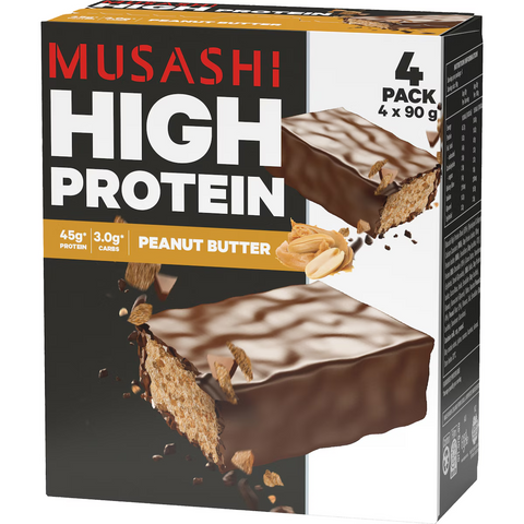 Musashi High Protein Bars Peanut Butter 90g X 4 Pack