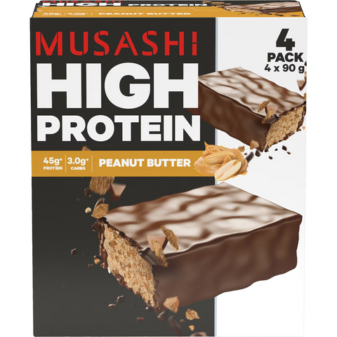 Musashi High Protein Bars Peanut Butter 90g X 4 Pack