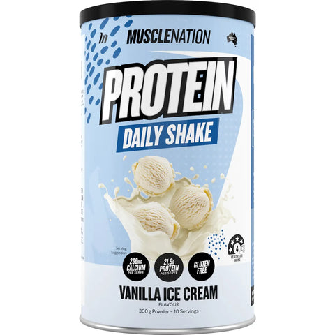 Muscle Nation Protein Daily Shake Powder Vanilla Ice Cream Flavour 300g