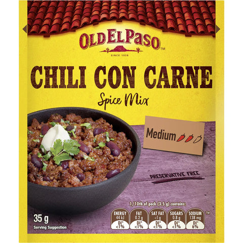 Old El Paso Chili Con Carne Spice Mix Medium 35g