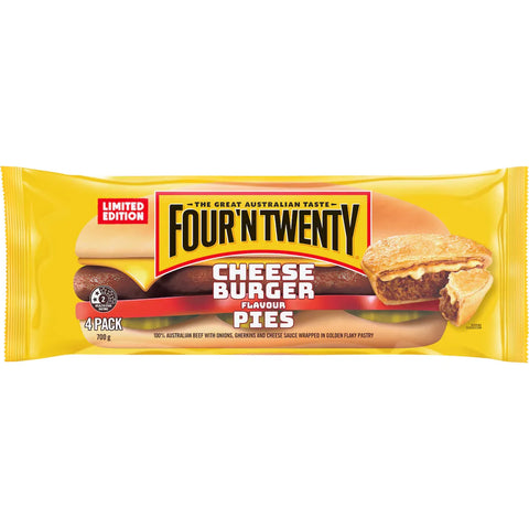 Four'n Twenty Cheese Burger Flavour Pies 4 Pack 700g