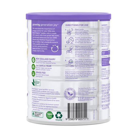 Bubs Organic Grass Fed Toddler Milk Stage 3 800g