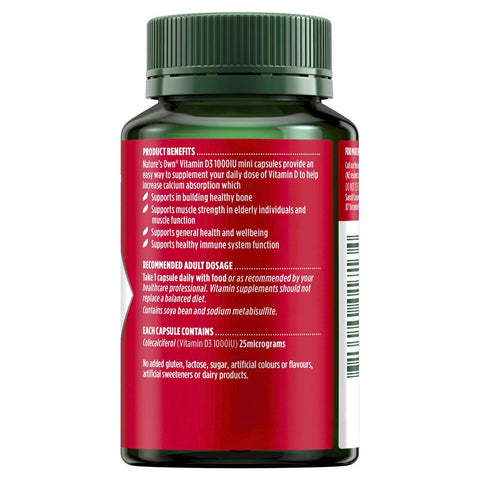 Nature's Own Vitamin D3 1000iu 200 Capsules