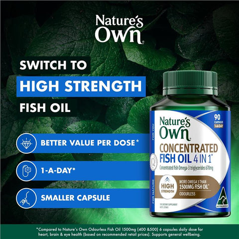 Nature's Own 4 In 1 Concentrated Fish Oil 90 Capsules