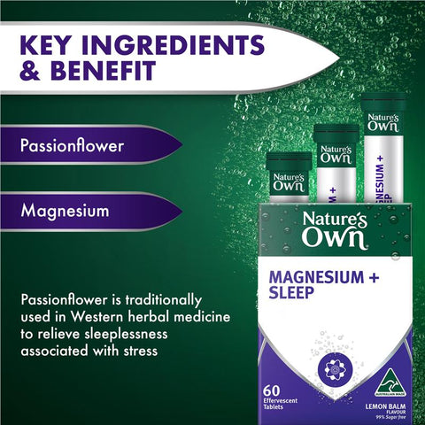 Nature's Own Magnesium + Sleep Effervescent 60 Tablets