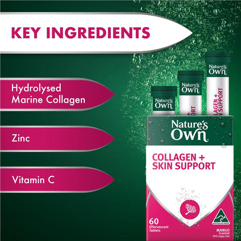 Nature's Own Collagen + Skin Support Effervescent 60 Tablets