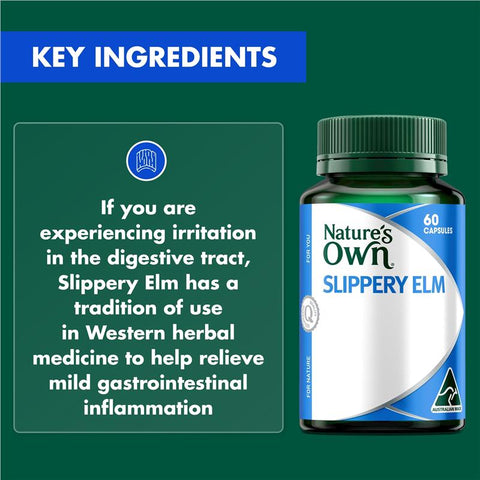 Nature's Own Slippery Elm 400mg 60 Capsules