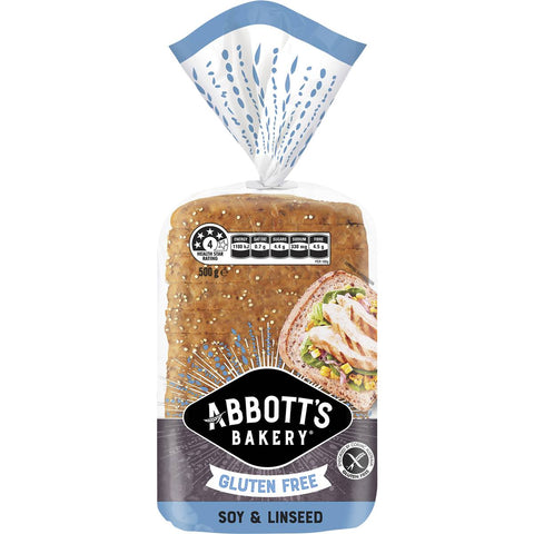 Abbott's Bakery Gluten Free Soy & Linseed Sandwich Slice Bread Loaf 500g