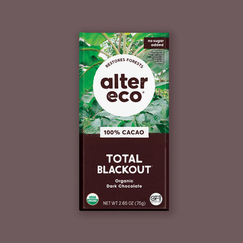 Alter Eco Total Blackout Organic Dark Chocolate 100% Cacao 75g