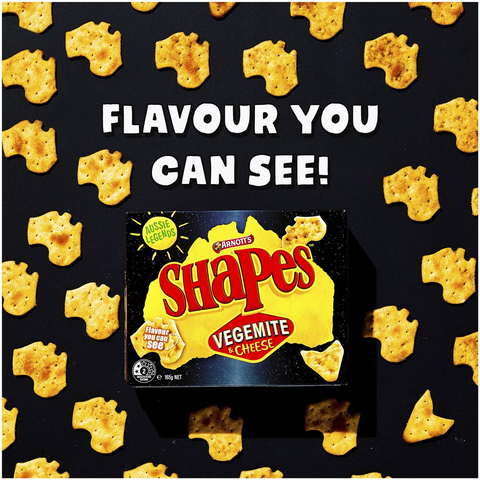 Arnott's Shapes Vegemite & Cheese Cracker Biscuits 165g Pack