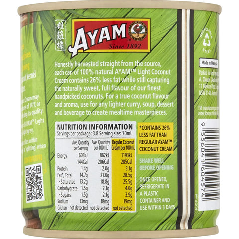 Ayam 100% Natural Light Coconut Cream 270ml