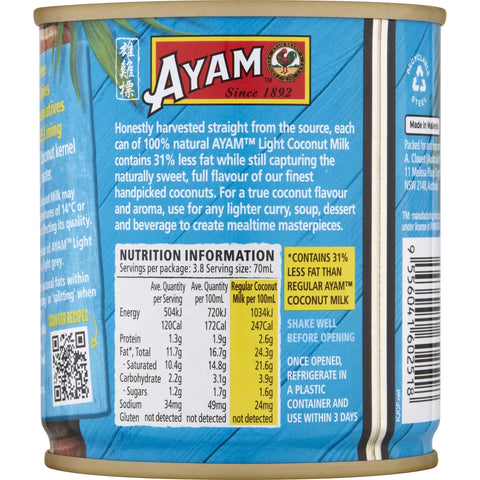 Ayam 100% Natural Light Coconut Milk 270ml