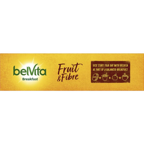 BelVita Fruit & Fibre Breakfast Biscuits served with a cup of tea, perfect for a nutritious breakfast