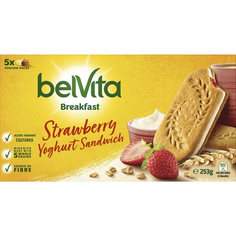 BelVita Strawberry Yoghurt Sandwich Breakfast Biscuits Pack of 5 235 G