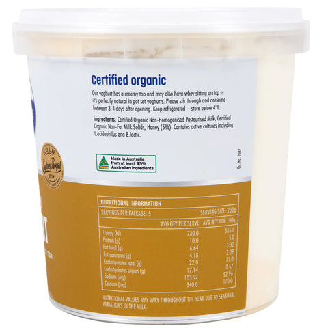 Organic Bush Honey Yoghurt 1kg