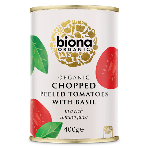 Biona Organic Chopped Peeled Tomatoes With Basil - 400g