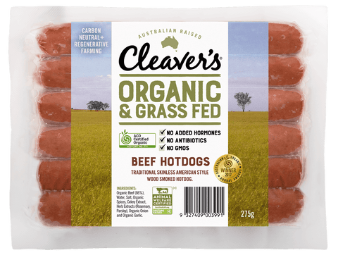 Cleaver's Organic Beef Hotdogs / 275g