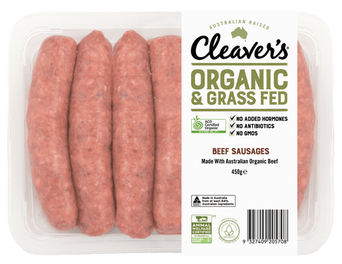 Cleaver's Organic Beef Sausages / 450g