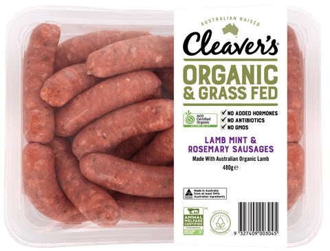 Cleaver's Organic Lamb Mint & Rosemary Sausages / 480g