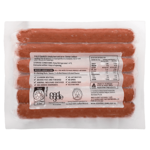 Cleaver's Organic Beef Hotdogs / 275g