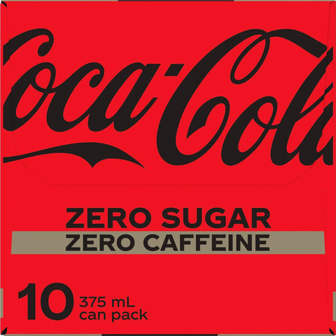 Coca - Cola Caffeine Free Zero Sugar Soft Drink Multipack Cans 10 X 375ml