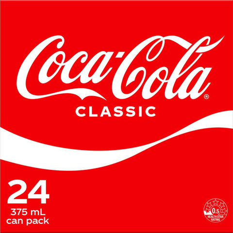 Coca - Cola Classic Soft Drink Multipack Cans 375ml X 24 Pack