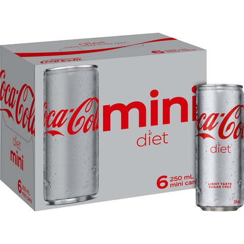 Coca - Cola Diet Soft Drink Mini Cans 250ml X 6 Pack