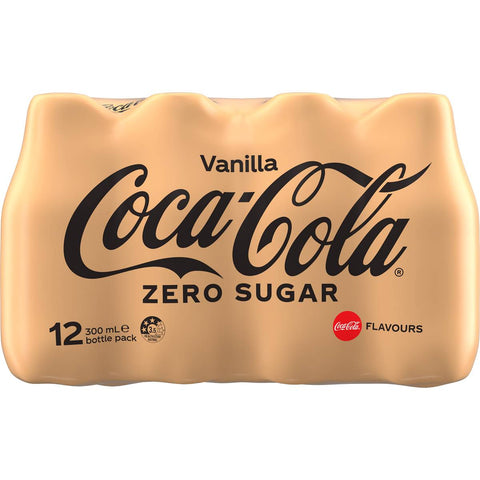 Coca - Cola Vanilla Zero Sugar Soft Drink Mini Bottles 12 X 300ml