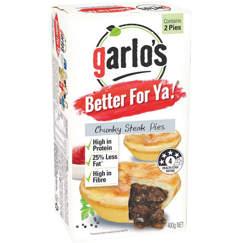 Garlo's Better For Ya Chunky Steak Pies 2 Pack