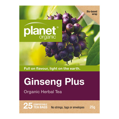 Planet Organic Ginseng Plus Herbal Tea | 25 Tea Bags