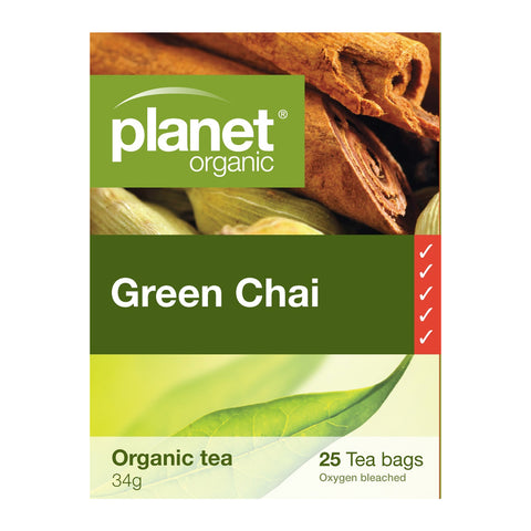 Planet Organic Chai Green Herbal Tea | 25 Tea Bags