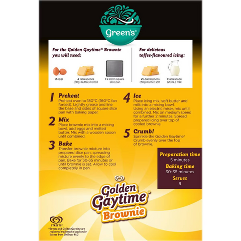 Green's Golden Gaytime Brownie Mix 555g | Rich Brownies with Toffee Icing & Golden Crumb , How to Bake the Perfect Golden Gaytime Brownies