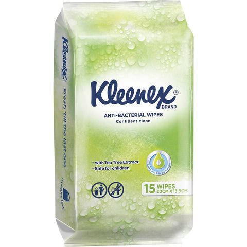 Kleenex Anti-bacterial To-go Wipes Wet Wipes 15 Pack