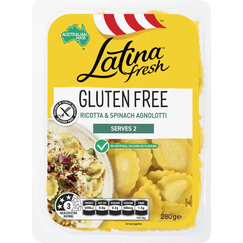 Latina Fresh Gluten Free Ricotta & Spinach Ravioli Pasta 280g