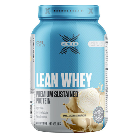 Genetix Nutrition Lean Whey Premium Sustained Protein Vanilla Ice Cream 1kg