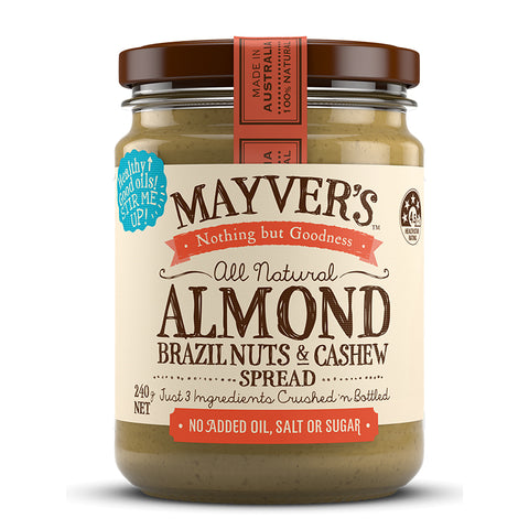 Mayver's Almond, Brazil Nuts & Cashew Spread 240g