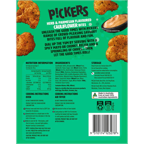 Mccain Pickers Herb & Parmesan Cauliflower Bites 230g