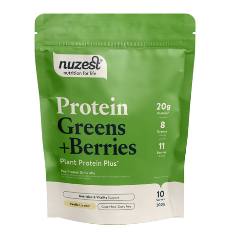 Nuzest Protein Greens Plant Protein Plus Vanilla Caramel Flavour 300g