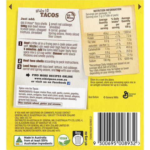 Old El Paso Taco Spice Mix Extra Mild 30g